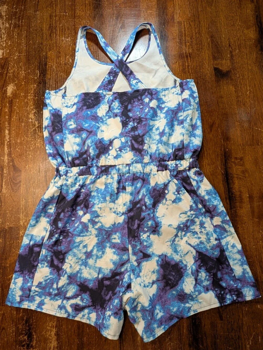 The North Face Girls' Romper Class V Tie Dye Print Size 14/16 Youth Lg BlueWhite